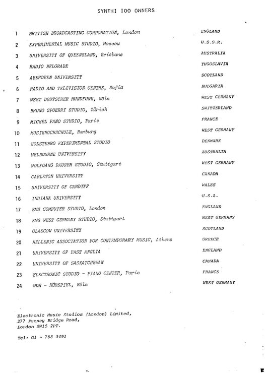 SYNTHI 100 owners